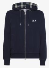 SUN68 HOOD ZIP CONTRAST FABRIC COTTON FL NAVY BLUE