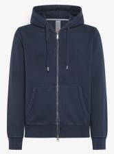 SUN68 HOOD ZIP GARMENT DYE COTTON FL NAVY BLUE