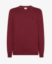 SUN68 Maglia girocollo in misto lana bordeaux