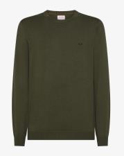 SUN68 Maglia girocollo in misto lana militare scuro