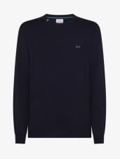 SUN68 Maglia girocollo in misto lana navy blue