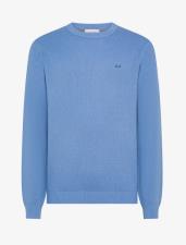 SUN68 Maglia in cotone e lana punto riso avio