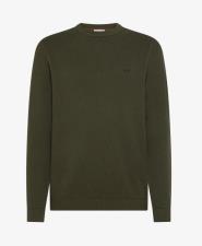 SUN68 Maglia in cotone e lana punto riso militare scuro