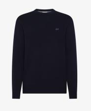 SUN68 Maglia in cotone e lana punto riso navy blue