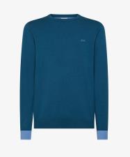 SUN68 Maglia in lana e cotone con patch avio scuro