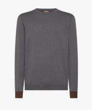 SUN68 Maglia in lana e cotone con patch grigio scuro