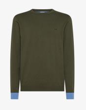SUN68 Maglia in lana e cotone con patch militare scuro