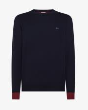 SUN68 Maglia in lana e cotone con patch navy blue