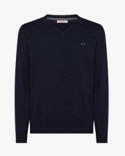 SUN68 MAGLIA UOMO COLLO V NECK SOLID NAVY BLUE