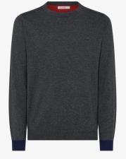 SUN68 MAGLIA UOMO ROUND ELBOW CONTRAST GIROCOLLO GRIGIO SCURO