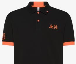 SUN68 POLO MAN LOGO FLUO S-S NERO