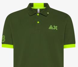 SUN68 POLO MAN LOGO FLUO S-S VERDE SCURO