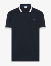 SUN68 Polo uomo a maniche corte in cotone blu navy