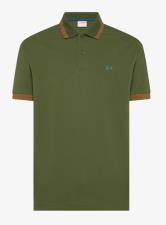 SUN68 Polo uomo a maniche corte in cotone verde scuro