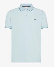 SUN68 Polo uomo con dettagli a contrasto in cotone azzurro