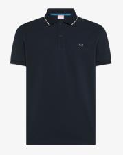 SUN68 Polo uomo con dettagli a contrasto in cotone blu navy