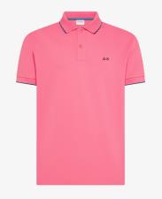 SUN68 Polo uomo con dettagli a contrasto in cotone fucsia