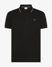 SUN68 Polo uomo con dettagli a contrasto in cotone nero