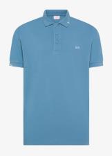 SUN68 Polo uomo con dettagli destroyed in cotone blu avio