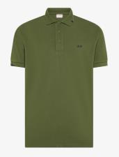 SUN68 Polo uomo con dettagli destroyed in cotone verde scuro