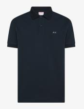 SUN68 Polo uomo con stampa paisley in cotone blu navy