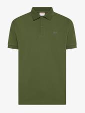 SUN68 Polo uomo con stampa paisley in cotone verde scuro