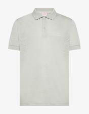 SUN68 Polo uomo in jersey di lino grigio chiaro
