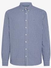 SUN68 SHIRT MICRO CHECK SMALLER COLLAR B-D L-S NAVY BLUE-ROYAL