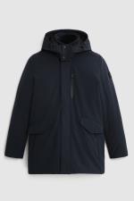 WOOLRICH GIACCA LUNGA UOMO BARROW MAC SOFT SHELL COAT BLU