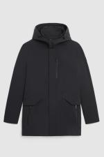 WOOLRICH GIACCA LUNGA UOMO BARROW MAC SOFT SHELL COAT NERO