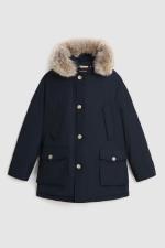 WOOLRICH UOMO ARCTIC DETACHABLE FUR PARKA CON PELLICCIA REMOVIBILE MELTON BLUE
